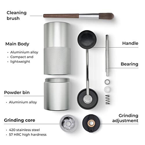 Premium Manual Coffee Grinder for Espresso (Silver)