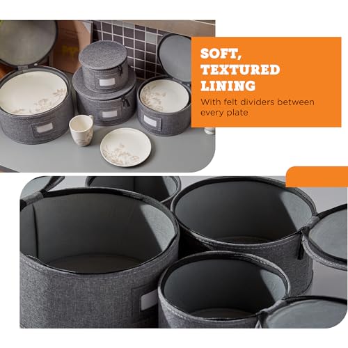 4 Piece China Plate Storage Set (Gray / 4 Piece Hard Shell Set for Plates)