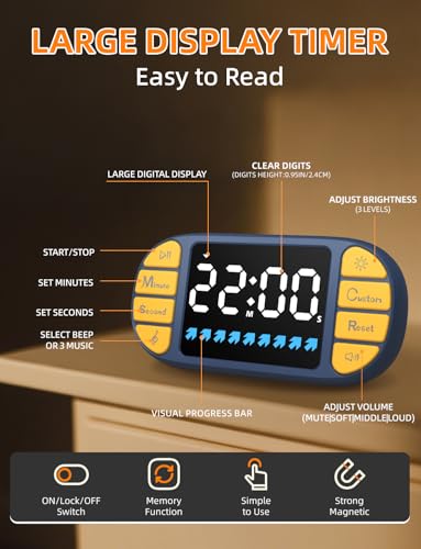 Magnetic Digital Kitchen Timer for Classroom Countdown