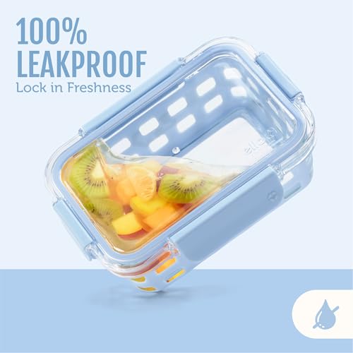 Duraglass 3.4 Cup Glass Meal Prep Containers (Halogen Blue with Sleeve / 3.4 Cup)