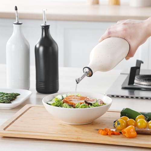 20 Oz Ceramic Olive Oil Dispenser Bottle (20 Ounces / Cream)