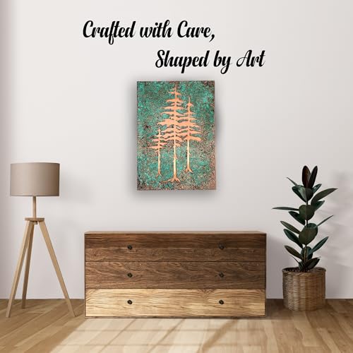 Handmade Copper Wall Art for Home (Patina of Pine Tree / 13.7 x 19.7 in (Rectangular))