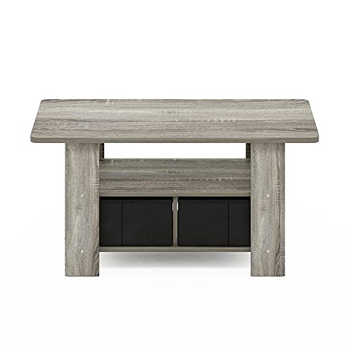 Andrey Coffee Table with Bin Drawer (French Oak Grey/Black / 2 Bin)