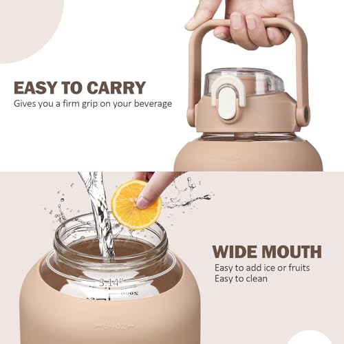 84oz Glass Water Bottle with Straw (Amber / 84 Ounces)