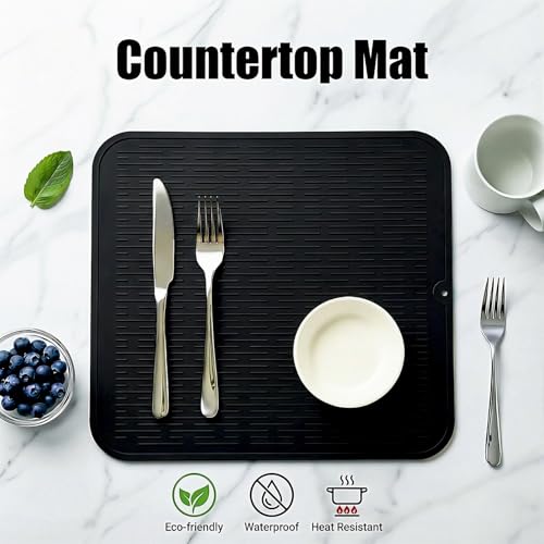 Silicone Dish Drying Mat for Multiple Usage (Coffee / 18"L x 16"W)