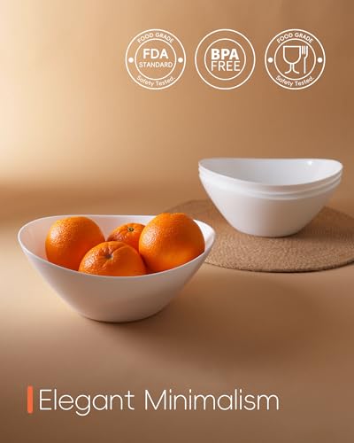 43 OZ Oval Serving Bowl Set of 4 (Angel White / 43 OZ - Serving Bolws)