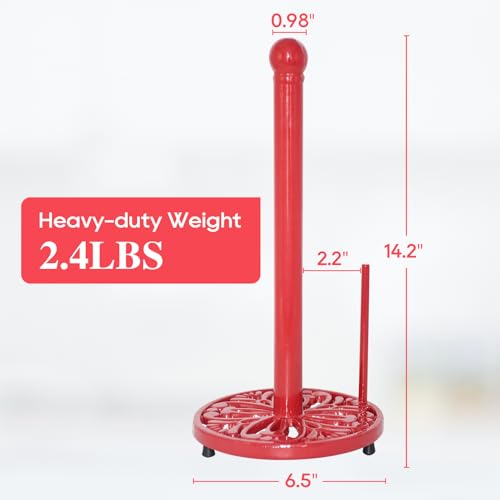 Cast Iron Paper Towel Holder (Red Mistletoe Base)