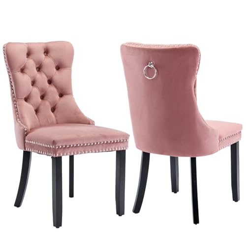 Pink Velvet Dining Chairs Set of 2