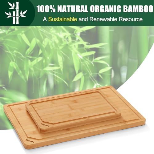 Organic Bamboo Cutting Boards Set for Kitchen Set of 2 (Natural / Set of 2)