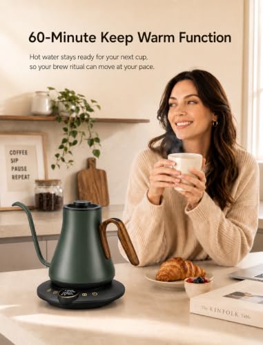 FLOW B9 Gooseneck Electric Kettle ±1°F Temperature Control (Delacroix Green)