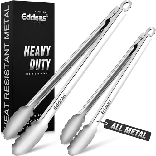 Grill Tongs UP TO 600°F Metal BBQ Tongs For Cooking 2PCS 12" 17 INCH (2 Count)