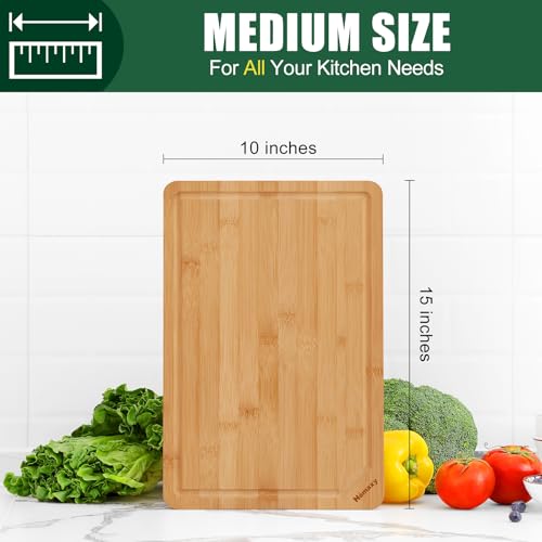Organic Bamboo Cutting Boards for Kitchen (Natural / 15"L x 10"W)