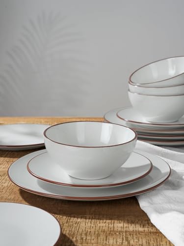Ceramic Plates and Bowls Sets (White / Service for 8)