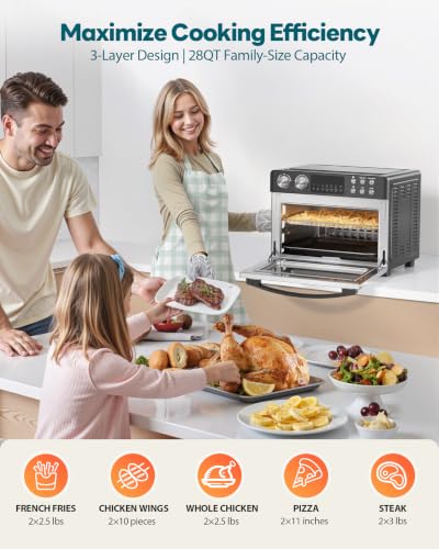 28QT Air Fryer Toaster Oven Combo (Sparkle Black)
