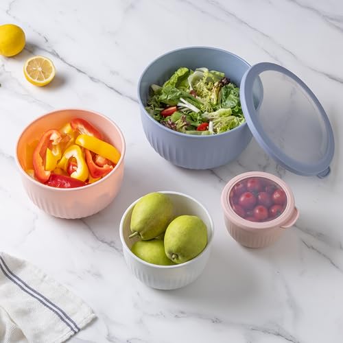 Prep Bowls with Lids (Blue/Pink / 12 Piece Set - Deep Bowls)
