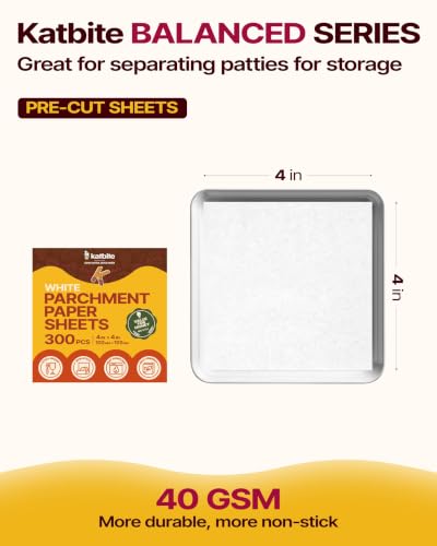 300 Pcs Burger Patty Paper Squares (4"x4"-300)