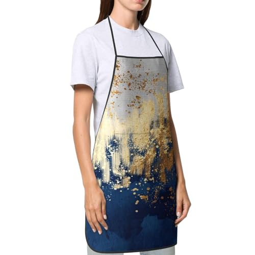 Blue and Gold Abstract Art Apron