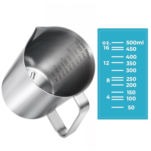 2 Pcs Stainless Steel Measuring Cup with Handle and Pour Lip