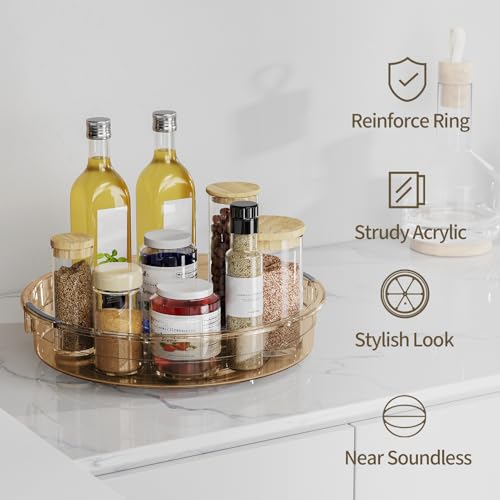 3 Pack Lazy Susan Organizer Turntable for Cabinet (Amber / 3 Pack 12in+10.6in+9.25in)