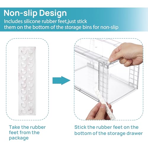 4 Pack Stackable Clear Pantry Storage Drawers (4Pack 7"H)