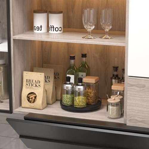 9 Inch Oak Lazy Susan Spice Organizer (Black / 9)