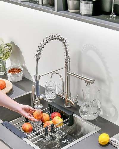 3 in 1 Faucet for Kitchen Sink (Brushed Nickel)