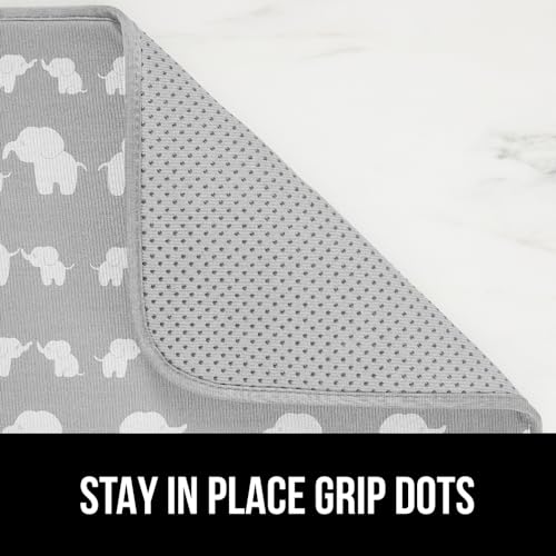 Ultra Absorbent Microfiber Dish Drying Mat (18" x 24" (2 Pack) / Microfiber / Elephants)