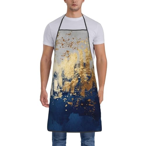 Blue and Gold Abstract Art Apron