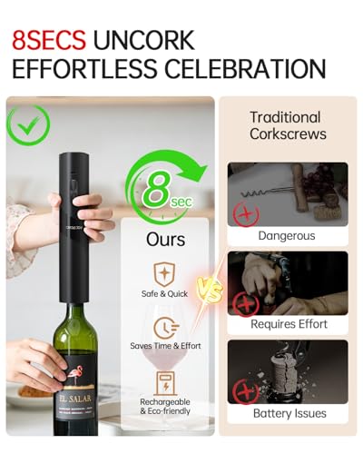 Electric Wine Opener Rechargeable (Black / Prestige Set)