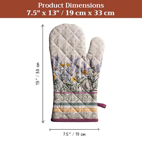 Maison d'Hermine Oven Gloves 100% Cotton Oven Mitt (016 - Fanny Lavender / 7.5" x 13" (Oven Mitt))