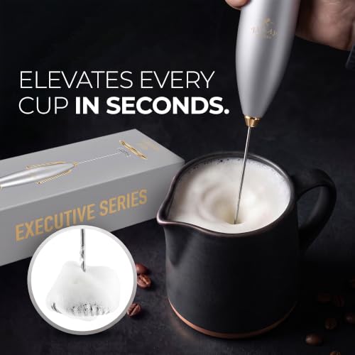 Powerful Milk Frother Wand With Duracell Batteries (Gift Box Silver & Gold / Z1 Motor + Batteries)