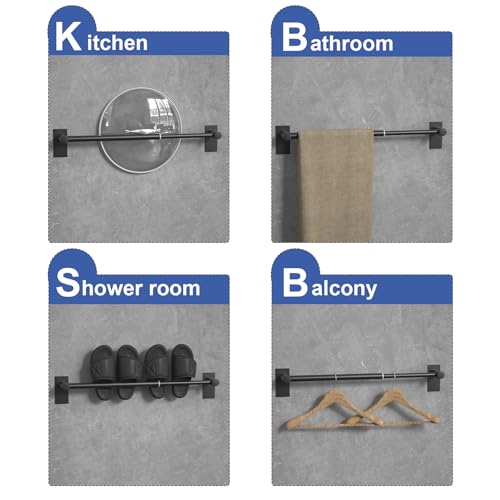 Adjustable AdhesiveTowel Bar 2 Pack (2 Pack / Economical-self-adhesive-matte Black)