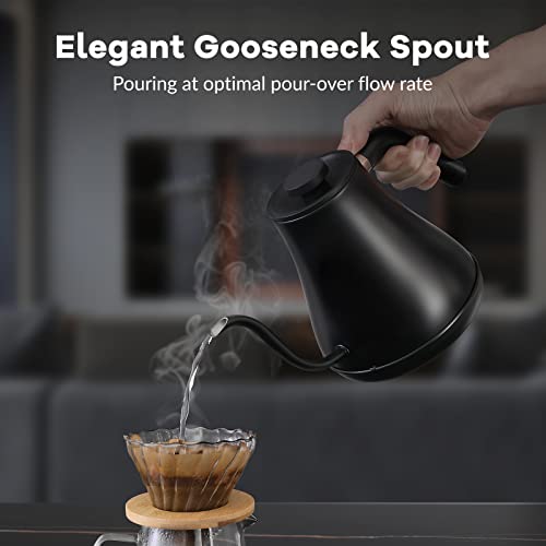 Electric Kettle Gooseneck Pour Over Kettle ±1℉ Temperature Control Quick Heating Water Boiler for Coffee & Tea & Formula Auto Shut Off Tea Kettle 1200 Watt (Matt Black)