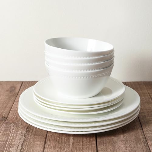 Ava Bone China Formal Dinnerware Set (Pinpoint - White / 16 Piece Service for 4)