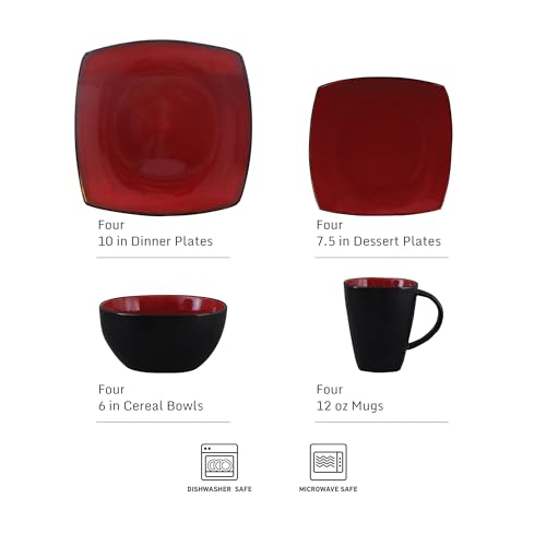 Soho Lounge Square 16 (Service for 4 (16pcs) / Red/Black (Soho Lounge))