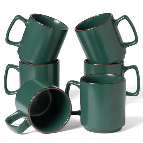 Coffee Mugs Set of 6 (Dark Green / 6pcs)