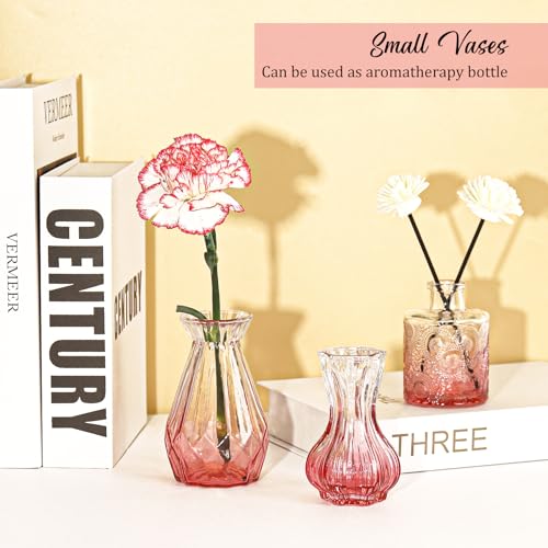 Set of 36 Glass Bud Vases Small Flower Vases for Centerpieces (Pink)
