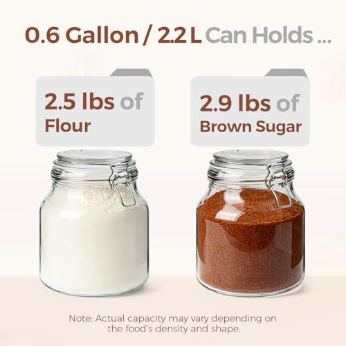 Glass Pantry Jars with Airtight Lids 74 oz 2 Pack Large Wide Mouth (74 fl oz x 2 - Wide Mouth)