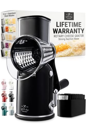 Rotary Cheese Grater Manual Hand Crank 5 Blade Shredder