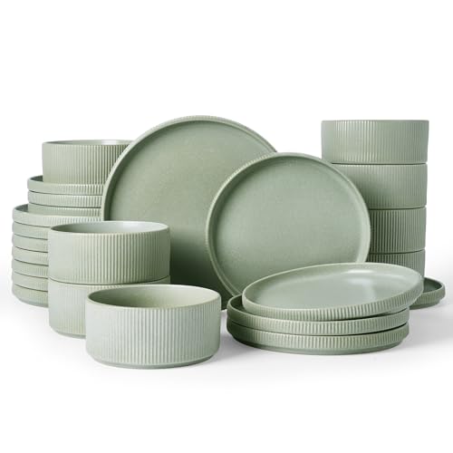 Star Stoneware Dinnerware Sets for 8 (Matte Sage Green)