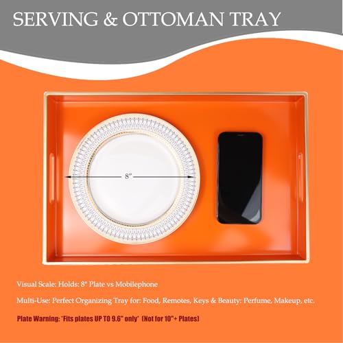 Orange Decorative Serving Tray with Handles (Orange)