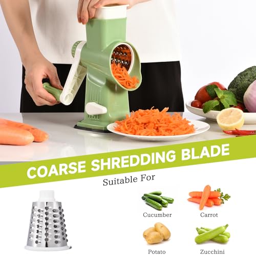 Rotary Cheese Grater Hand Crank Transparent (9.06"L x 4.33"W x 9.07"H / Green)