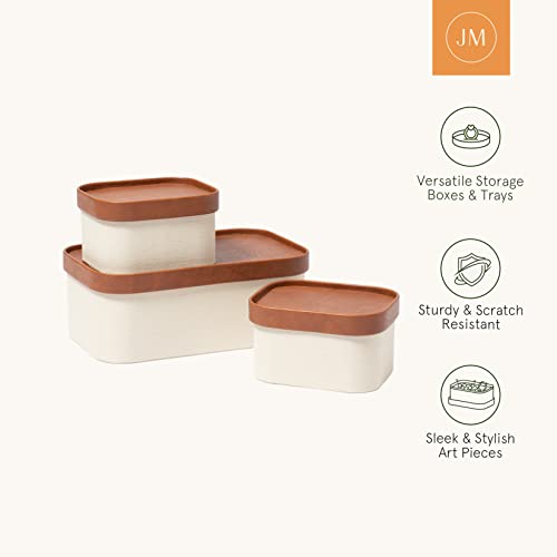 Decorative Storage Boxes with Lids Faux Leather (3 Count)