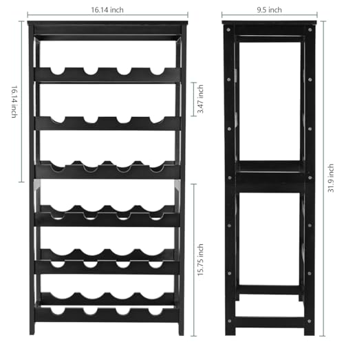 Wine Rack 24 Botttle Freestanding Floor (6 Tier Black)