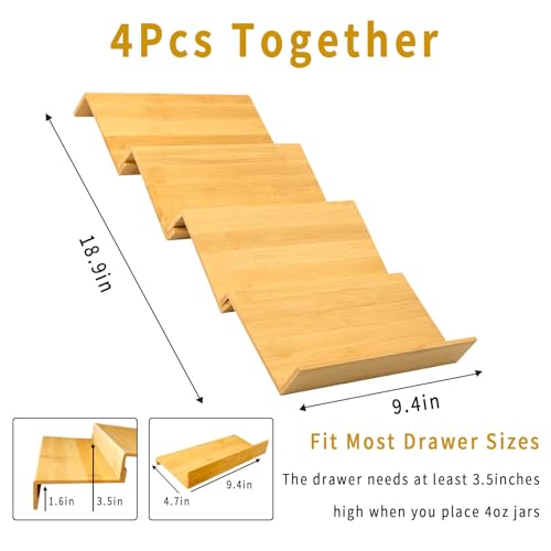 Bamboo Spice Rack For Drawer (4 Count)