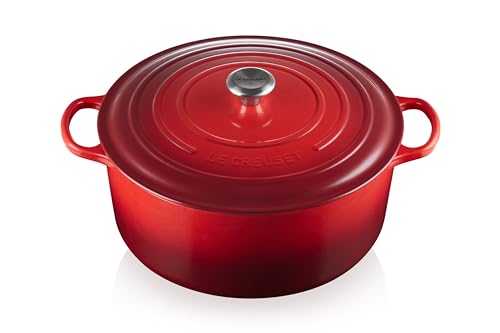 Enameled Cast Iron Round Dutch Oven (Cerise / 13.25 Qt)