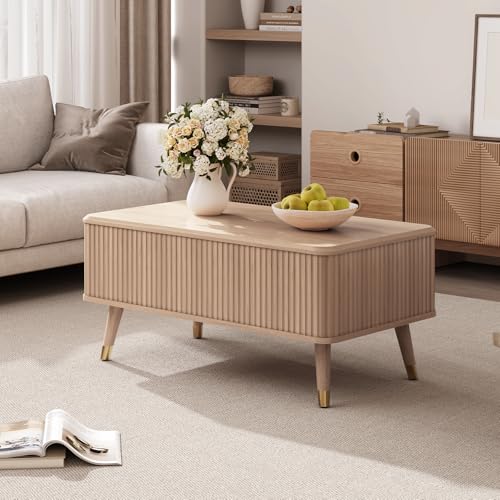 Lift Top Coffee Table with Storage for Living Room (Natural Oak)