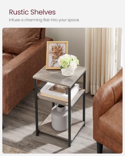 Side Table Small End Table (Heather Greige + Ink Black)