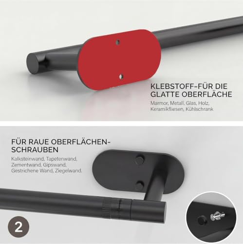 Matte Black Paper Towel Holder Under Cabinet Self Adhesive (Matte Black / Standard Holder)