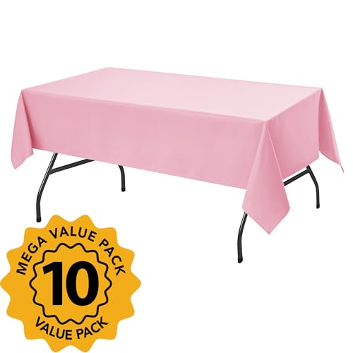 10 Pack Pink Tablecloths for Rectangle Tables (Pink / 60x84 In, 10 Pack)